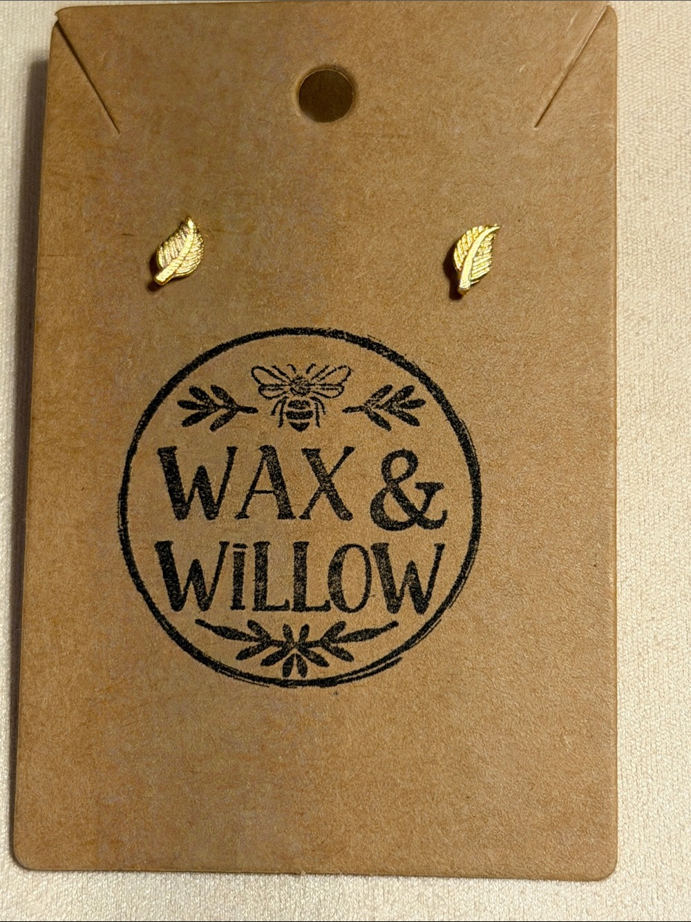 Handmade 18K Gold Filled Leaf Stud Earrings